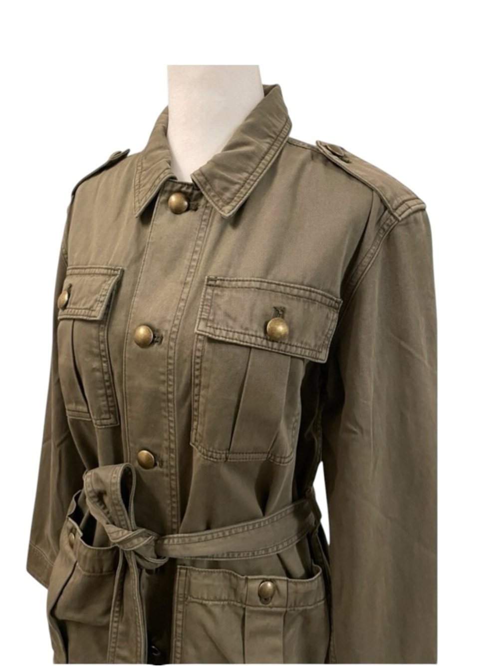 🔥Madewell Olive Green Women's Belted Jacket. Measurements in pictures. NWT - Picture 1 of 12
